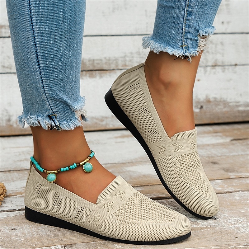 Women's Navy Blue Knit Loafers – Breathable Slip-On Casual Flats for Comfort and Everyday Wear 5