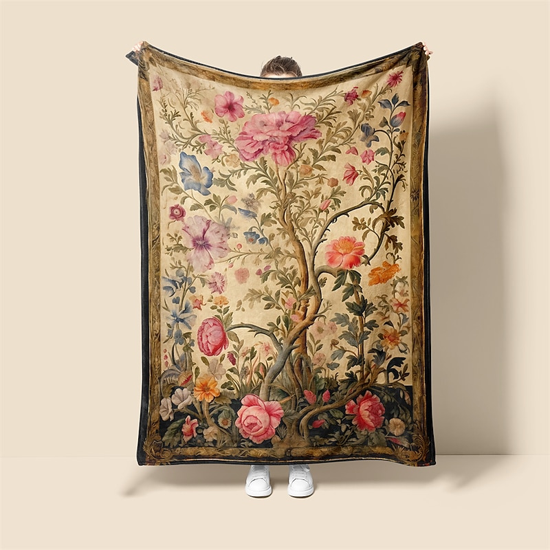 Medieval The Tree Of Life Soft  Throws Blanket,Novelty Flannel Throw Blankets Warm Printed All Seasons  Gifts Home Decor Big Blanket4
