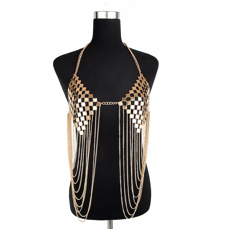 Metallic Backless Sparkle Camisole Body Chain Crop Tank Top Disco Tassel Fringe Fancy Dress Women's Carnival Party Club Adults Bra3