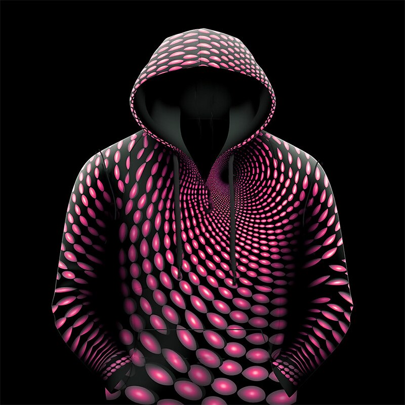 Men's Graphic Optical Illusion Hoodie Hoodies Sweatshirt Fashion Daily Long Sleeve Hooded Vacation Sports Outdoor Holiday Yellow Pink Print Front Pocket Spring &  Fall Designer3