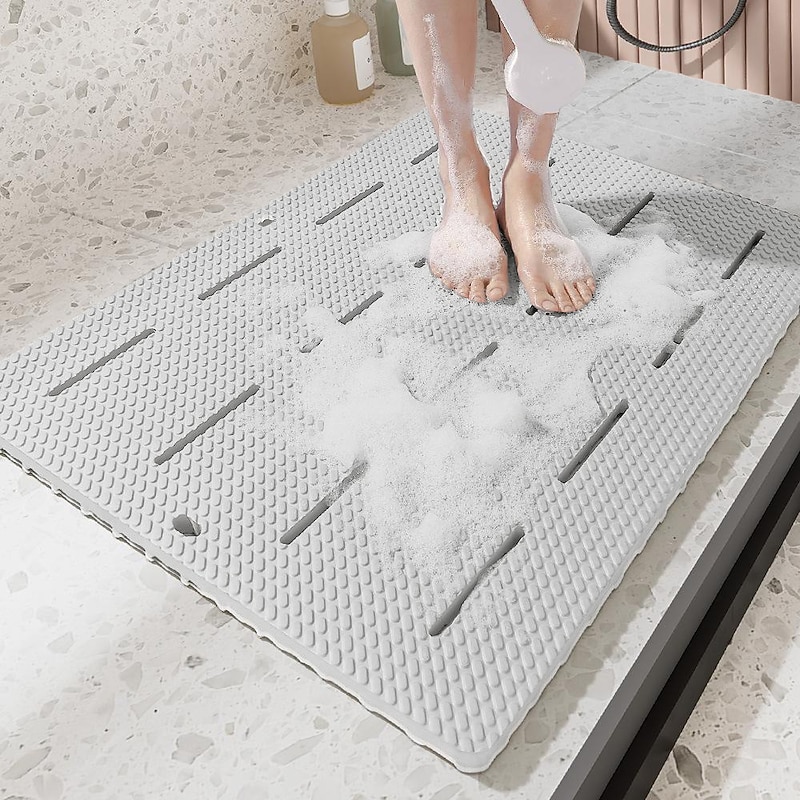 Bath Mat Non-slipp Bathroom Mat Safety Shower Bath Mat Plastic Massage Pad Bathroom Carpet Floor Drainage Suction Cup Bath Mat