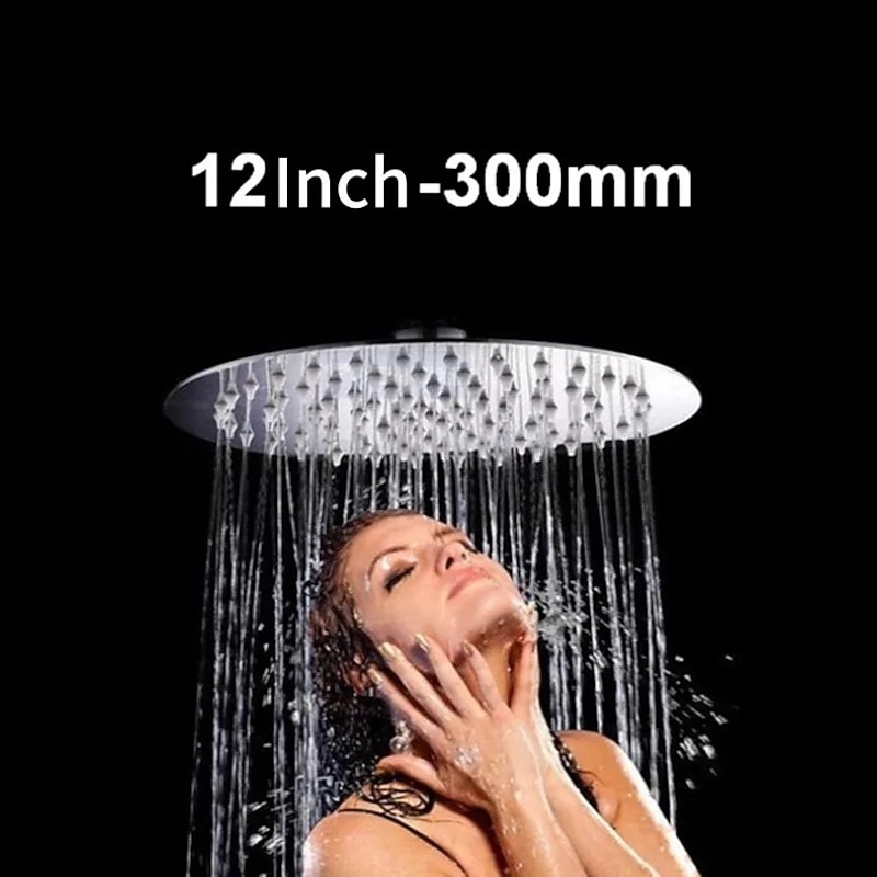 Shower Head 12/10/8/6 Inch Stainless Steel Ultra-thin Round Waterfall Shower Heads Rainfall Shower Head Rain Bathroom Accessories4