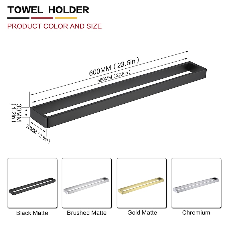 Towel Bar Bathroom Shelf Adorable Creative Antique Modern Stainless Steel Low-carbon Steel Metal 1PC - Bathroom Single 1-Towel Bar Wall Mounted2