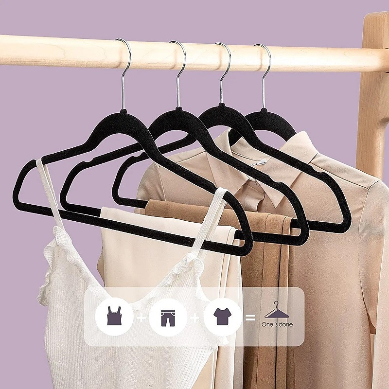 10pcs Velvet Clothes Hangers, Non Slip Clothes Rack, Space Saving Slim Hangers For Suits Coats, Jackets, Pants, And Dress Clothes, Household Storage Organizer For Bathroom, Bedroom3