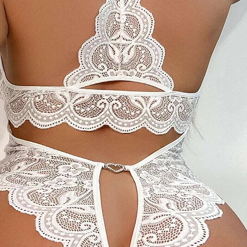 Women's Backless Sexy Erotic Sexy Lingerie Nightwear - POLY Color Block Solid Colored Sexy Lingerie Set Home Outfits3