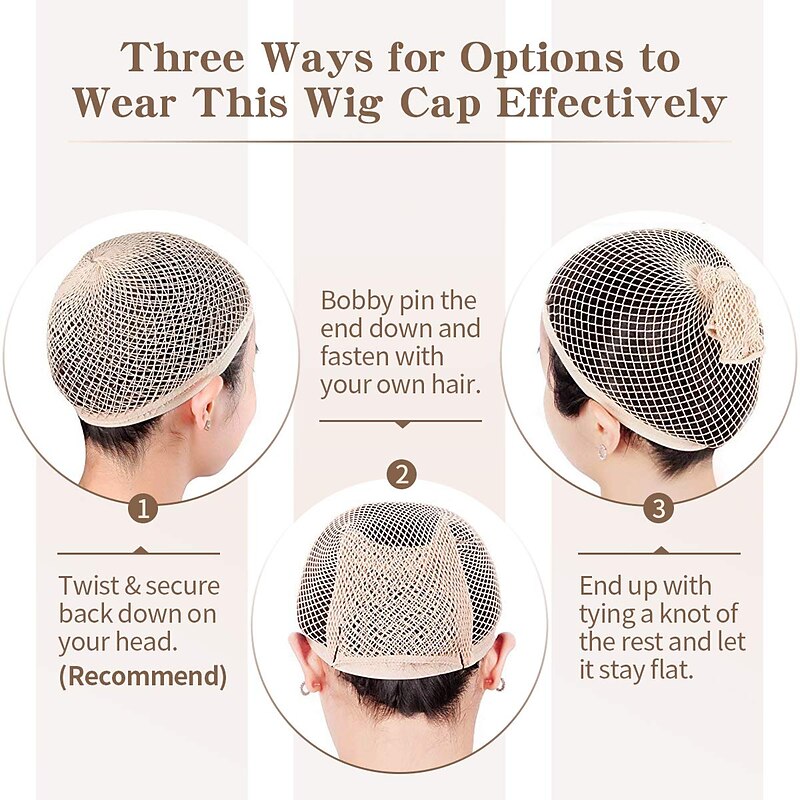 Hair Net for Long Hair Mesh Wig Caps for Women Natural Nude 2 Pieces2