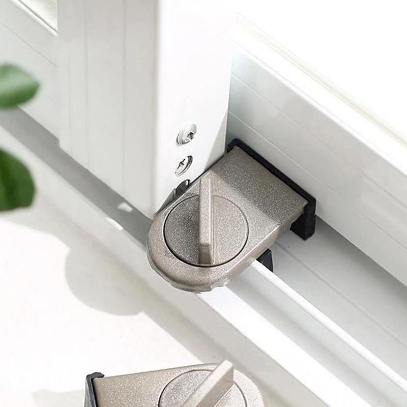 1pc Aluminum Alloy Sliding Door & Window Lock, With Anti-pinch, Anti-theft, Anti-fall Function & Safety Lock4