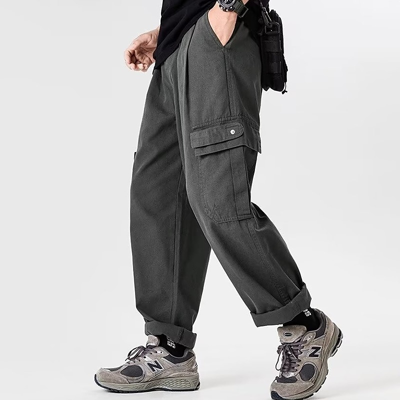 Men's Cargo Pants Cargo Trousers Techwear Pocket Drawstring Elastic Waist Plain Comfort Breathable Outdoor Daily Going out Fashion Casual Black Brown4