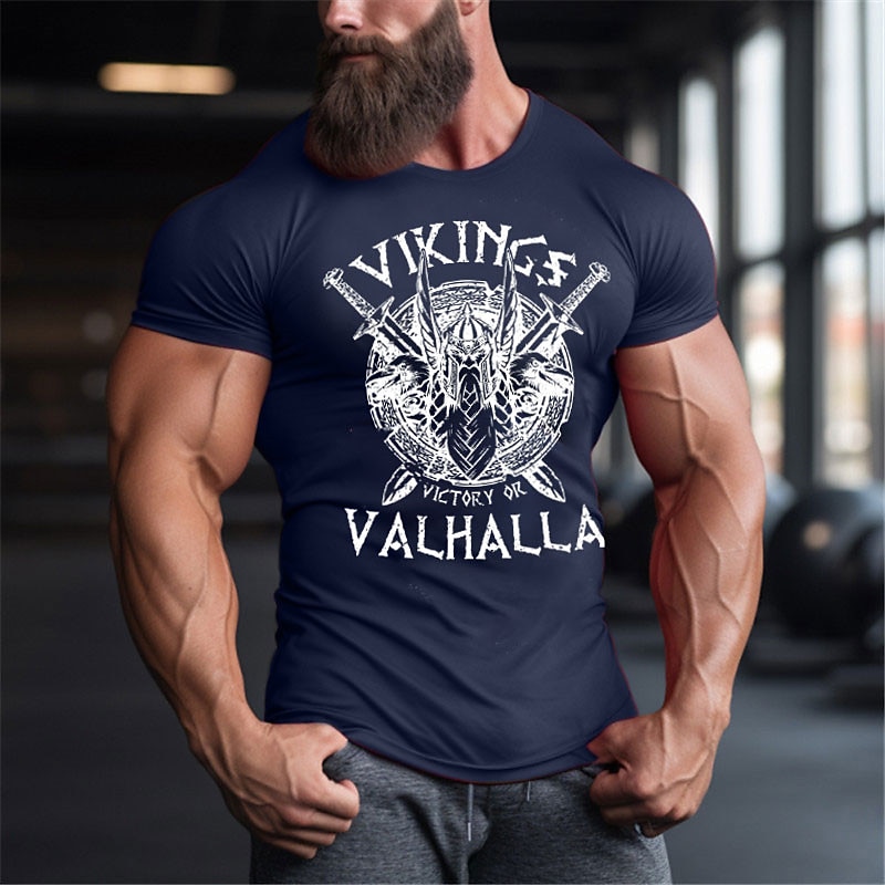 Mens Vikings Graphic Short Sleeve T-Shirt: Victory Or Valhalla4