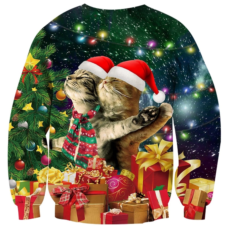 Christmas Santa Claus Cat Hoodie Cartoon Manga Anime 3D Print 3D Graphic For Couple's Men's Women's Adults' Christmas Carnival 3D Print2