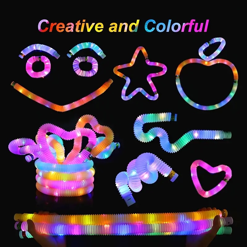 5/10/12pcs LED Jumbo Light Up Pop Fidget Tubes - Large Glow Sticks for Party Supplies and Stress Relief4