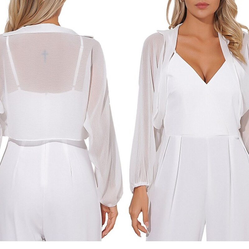 Shawls Women's Wrap Bolero Elegant Pure Long Sleeve Chiffon Wedding Wraps With Pure Color For Party Evening Wear Spring & Summer3