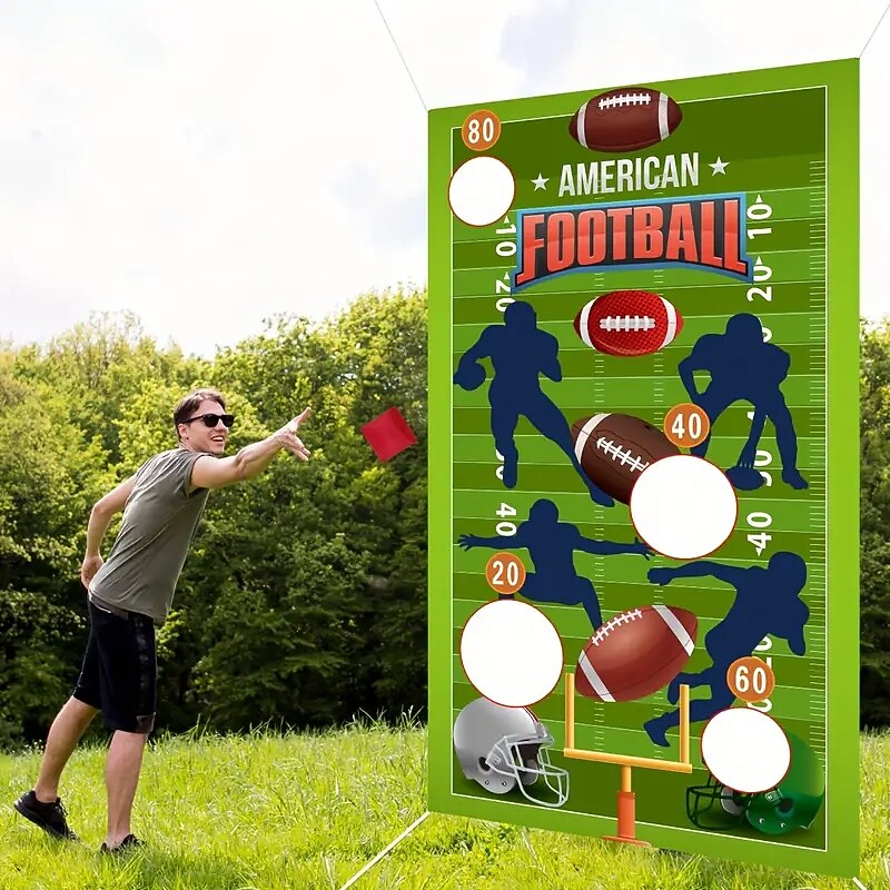 1set Football Bean Bag Toss Game Banner Indoor And OutdoorAmerican Football Party Game For Family Football HappyBirthday Party Supplies Decorations super bowl4
