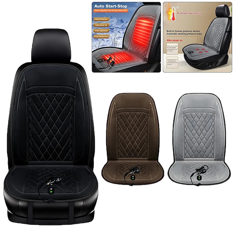Heated Car Seat Cover 12V/24V Heated Car Seat Cushion 3 Gear Adjustable 30s Quick Heating Pads Car Seat Heater Winter Warmer Auto Seat Heating Mat2
