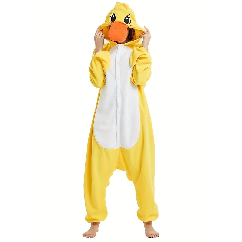 Adults' Animal Nightwear Onesie Pajamas Onesie Costume Carnival Costume Duck Animal Onesie Pajamas Kigurumi Pajamas Pajamas Funny Costume For Men and Women Carnival Cartoon