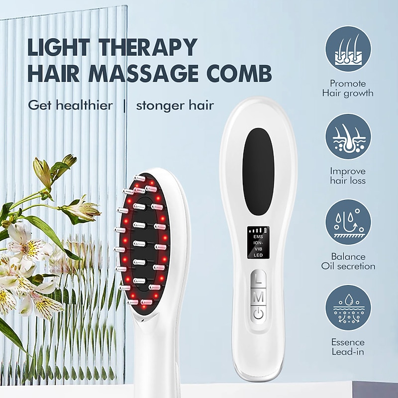 Electric massage comb red and blue light into the scalp massager hair medicine comb