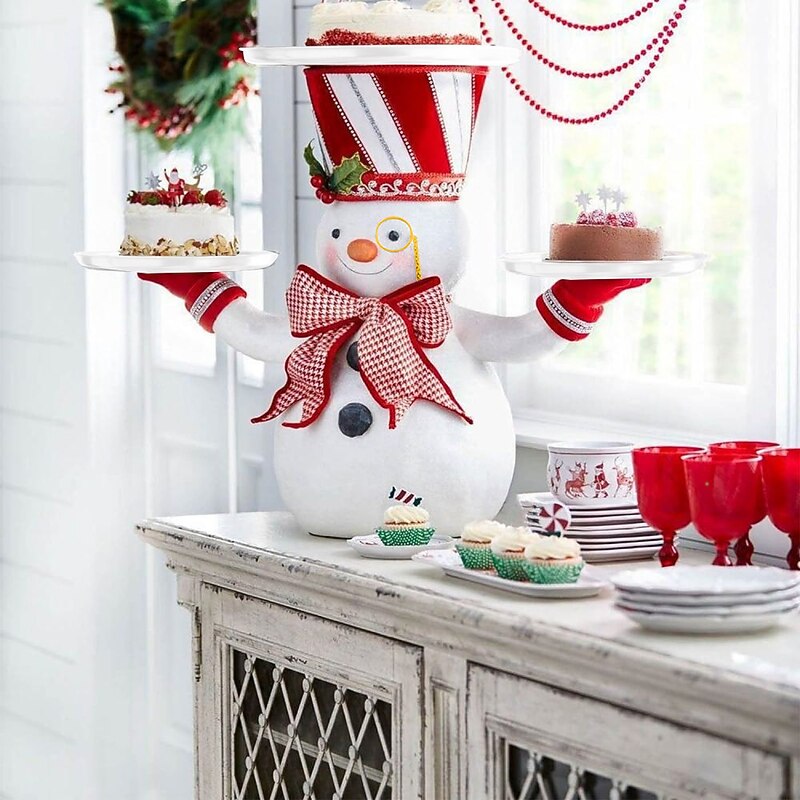 Christmas Ornament Decorations Old Man Tray Snowman Snack Holder Resin Craft Ornament  Home Party Decorative4