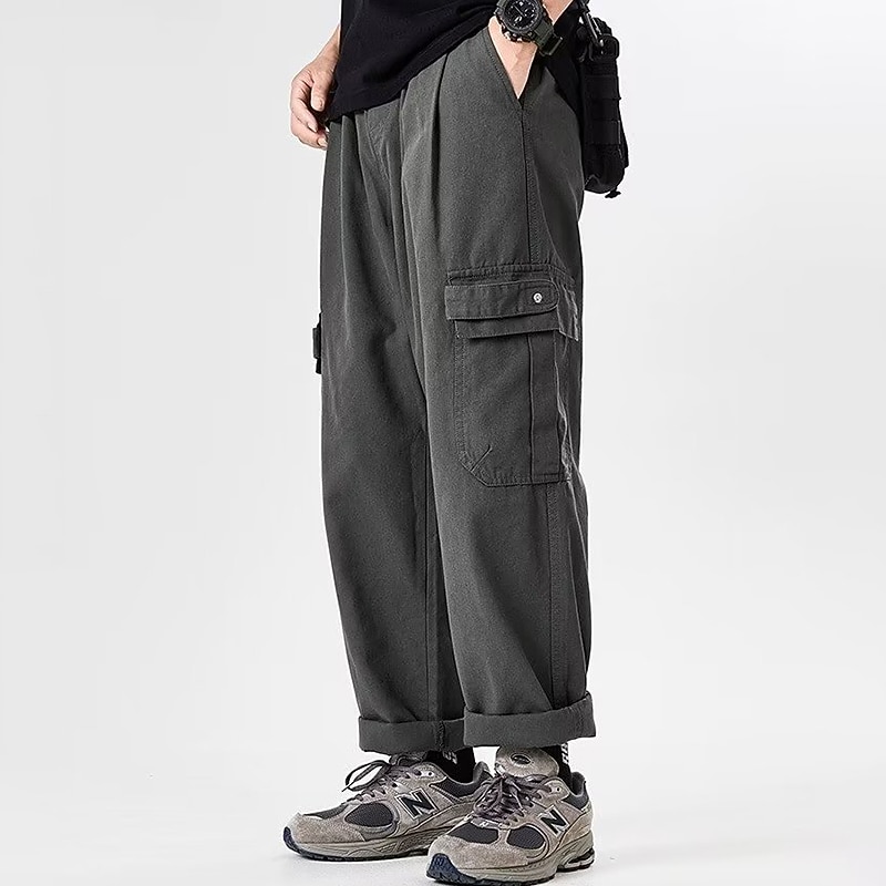 Men's Cargo Pants Cargo Trousers Techwear Pocket Drawstring Elastic Waist Plain Comfort Breathable Outdoor Daily Going out Fashion Casual Black Brown2