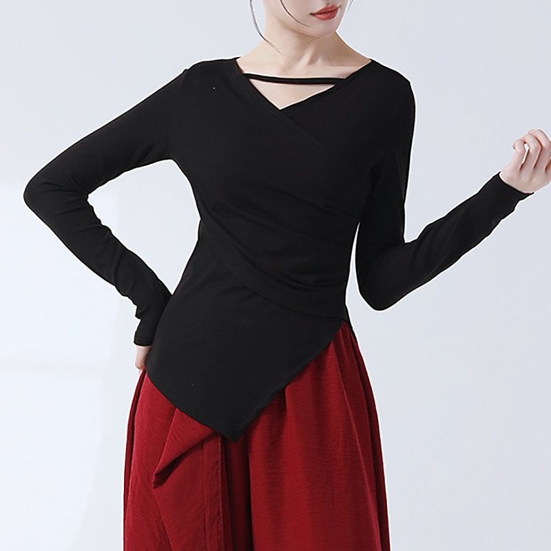 Activewear Top Pure Color Splicing Women's Performance Training Long Sleeve Polyester3