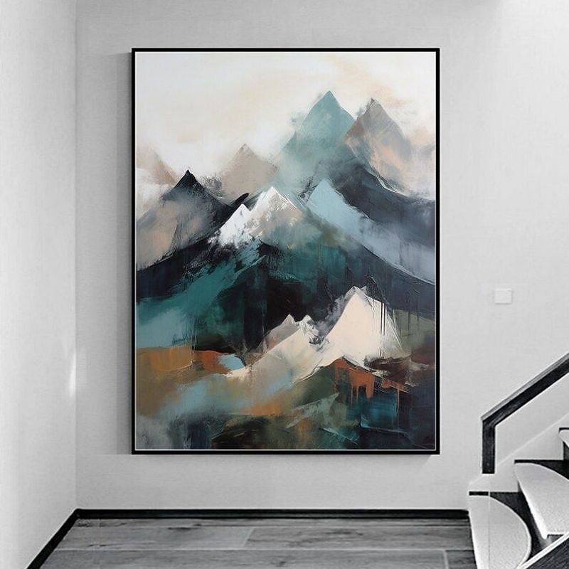 Handmade Abstract Snowy Mountain Landscape Nature Oil Painting Large Canvas Wall Art Decoration Modern Mountain Custom for Home Decor Rolled Frameless Unstretched Painting4