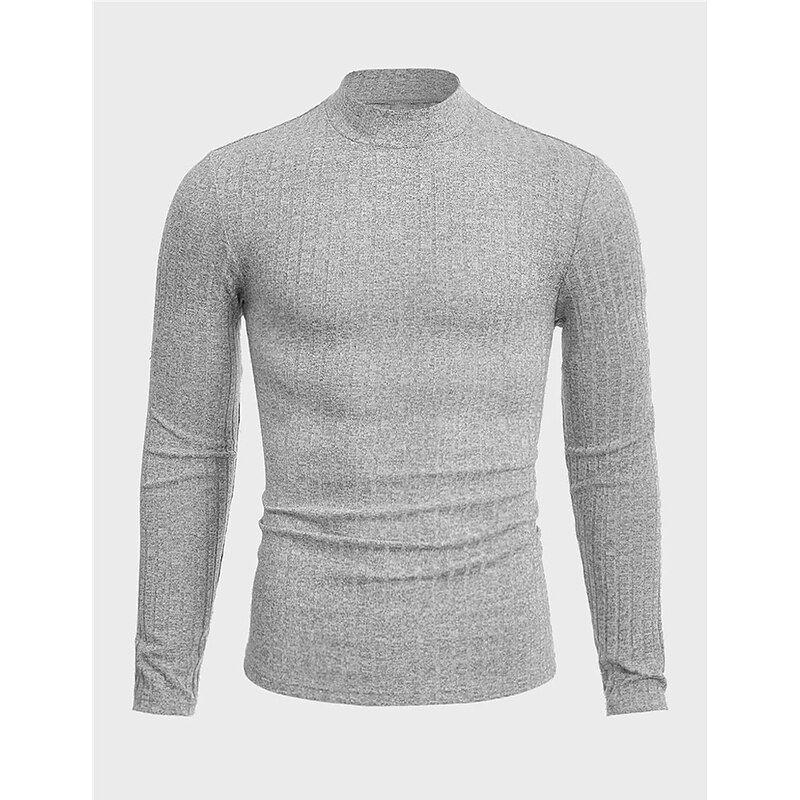 Men's T Shirt Muscle Shirt Knit Tee Ribbed Knit tee Long Sleeve Crew Neck Spring &  Fall Color Block Pit Strip Fashion Designer Basic Vacation Street Going out Red Dark Gray Purple Top Tee for Men4