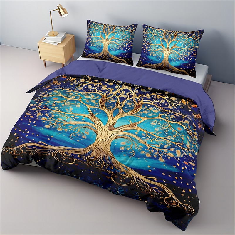 The Tree of Life Pattern Duvet Cover Set Set Soft 3-Piece Luxury Cotton Bedding Set Home Decor Gift King Queen Duvet Cover3