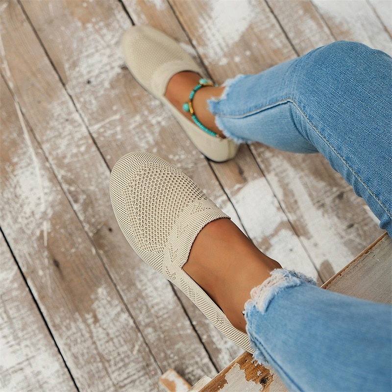 Women's Navy Blue Knit Loafers – Breathable Slip-On Casual Flats for Comfort and Everyday Wear 7