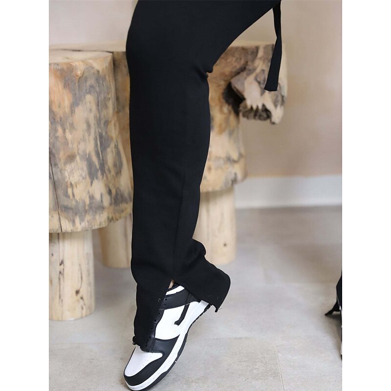 Women's Cargo Pants Slim Pants Trousers Fashion Streetwear Full Length Mid Waist Plain Drawstring Split Multiple Pockets Comfort Breathability Soft Micro-elastic Vacation Street Daily Grey Black Pink4