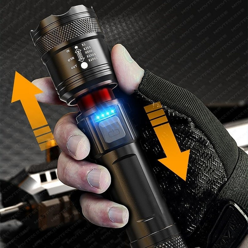 Rechargeable Flashlight High Lumens Powerful Led Flashlight, White Laser Wick LED Super Bright Flashlight USB Powerful Handheld Flashlights, Rechargeable Flashlights for Emergencies Camping Hiking3