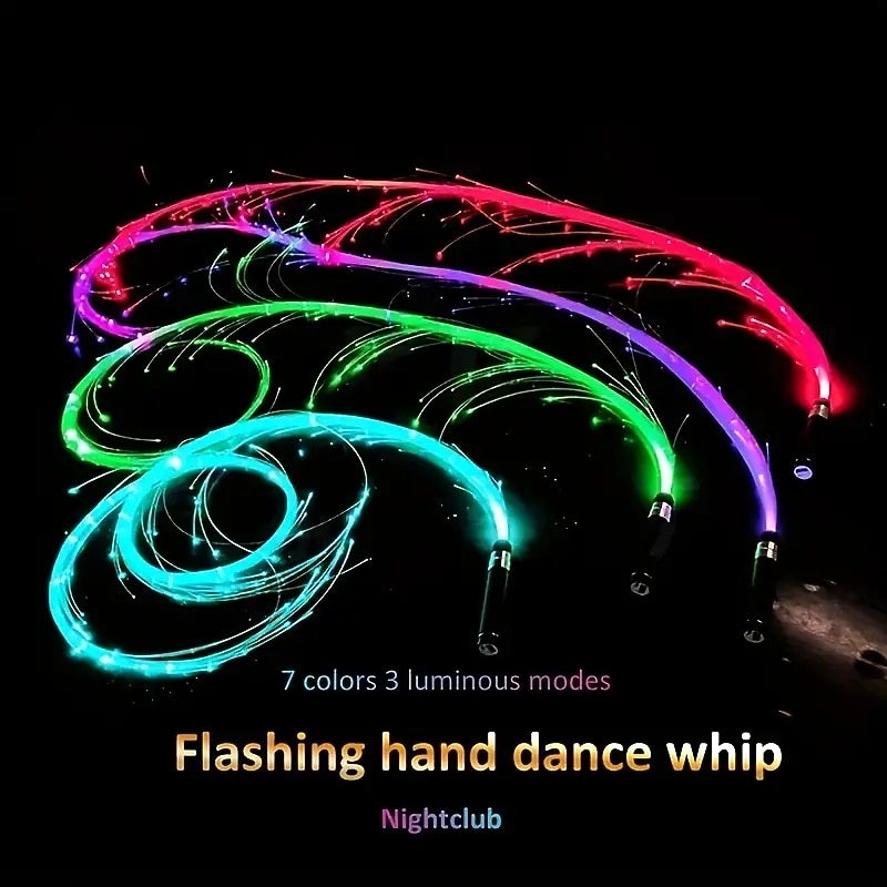 LED Fiber Optic Dance Whip - USB Rechargeable Ideal for Halloween Christmas and Holiday Celebrations - Perfect for Stage Ambience Props4