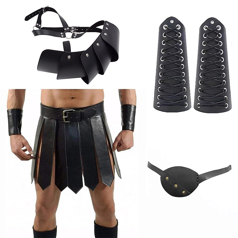 Retro Vintage Punk & Gothic Medieval Armor Outfits Viking Celtic Knight Fancy Dress Men's Viking Halloween Masquerade Carnival Performance Adults' Skirts Shoulder Armor Wrist Brace2