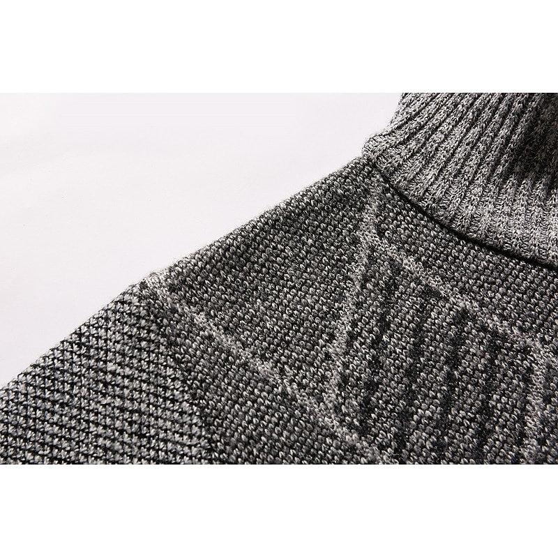 Men's Sweater Cardigan Sweater Zip Sweater Sweater Jacket Ribbed Knit Cropped Knitted Geometic Stand Collar Warm Ups Modern Contemporary Daily Wear Going out Clothing Apparel Winter Navy Blue Dark4