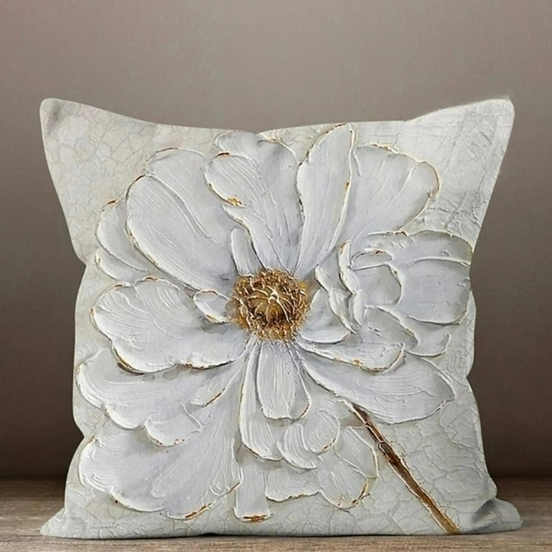 Blue Flower Double Side Pillow Cover 1PC Soft Decorative Square Cushion Case Pillowcase for Bedroom Livingroom Sofa Couch Chair