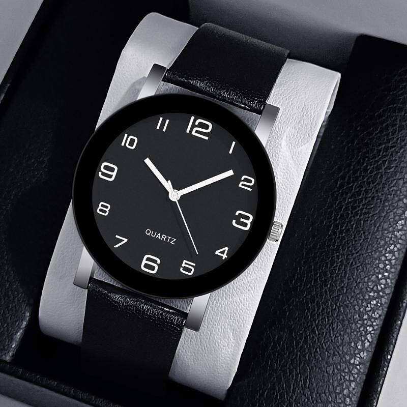 Leisure Men Watch Casual Leather Analog Quartz Watches Simple Round Dial Male Wristwatch Clock Gift Montre Homme3
