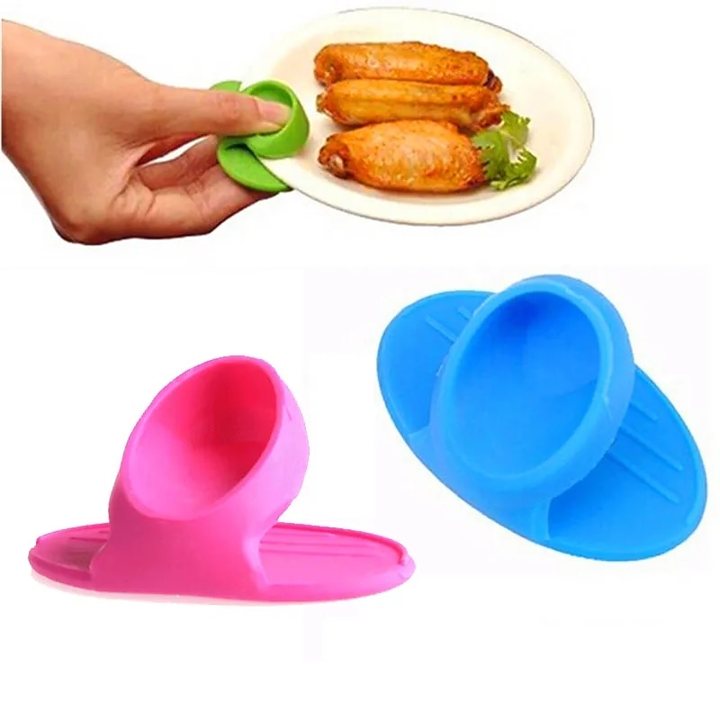 4pcs Kitchen Dishes Silicone Oven Heat Insulated Finger Glove Microwave Oven Mitts Silicone Non-slip Holder Kitchen Accessories Anti-scald Clip4