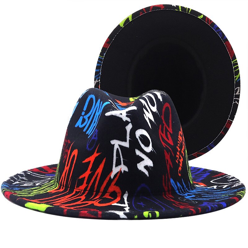 Fashion Graffiti Fedora Sun Hat Jazz Hat British Style Top Hat For Outdoor Indoor Super Foot Bowl Sunday Party Gift Super Bowl3