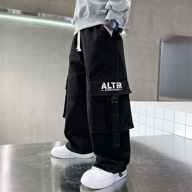 Kids Boys Pants Trousers Pocket Solid Color Keep Warm Comfort Pants School Sports Daily Black Coffee3