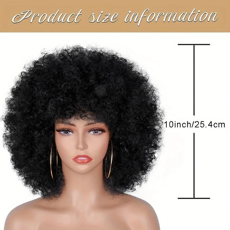 Short Afro Kinky Curly Wigs For Women Synthetic Fluffy And Soft Hair Wigs Natural Looking Afro Curly Wigs For Daily Party Cosplay Halloween Use4