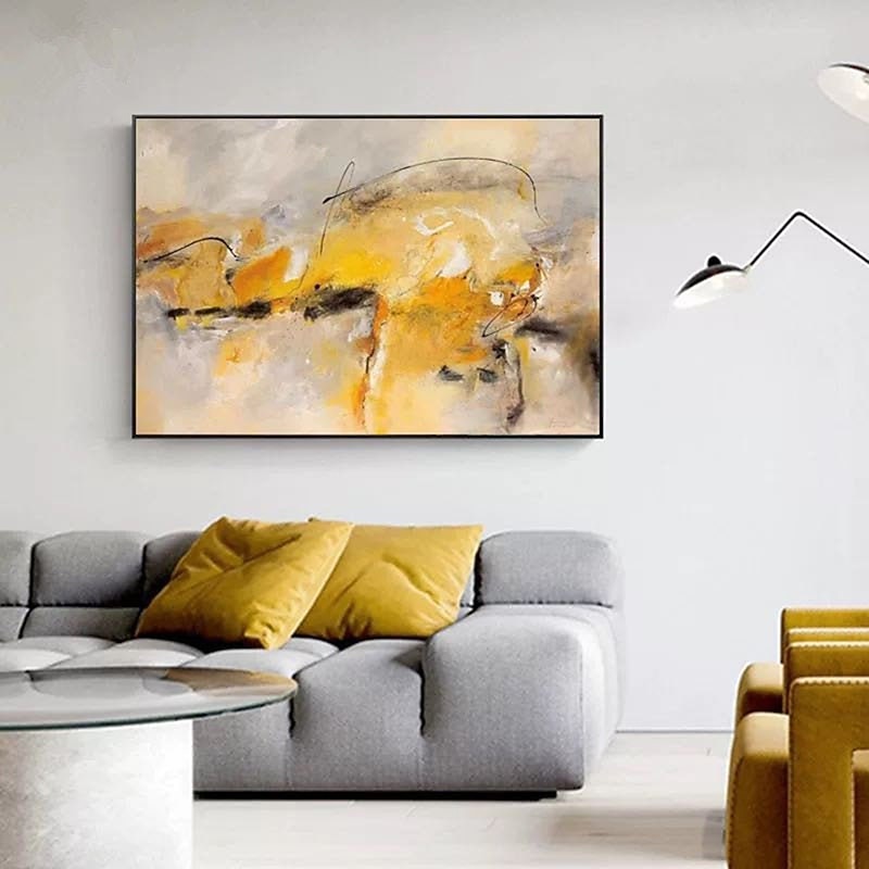 Extra large Hand Painted gold yellow oil painting Wall Art Abstract painting on canvas  modern art grey acrylic painting oversize wall art Home Decoration  ready to hang or canvas2