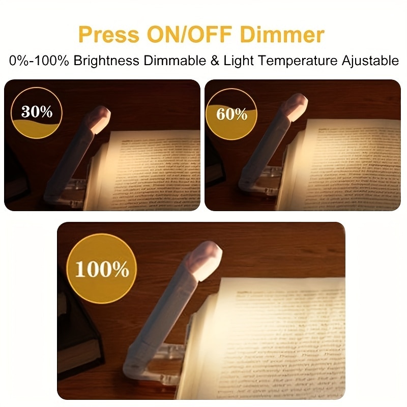 USB Rechargeable Book Reading Light LED Eye Care Clip On Book Light For Reading In Bed Portable Bookmark Light2