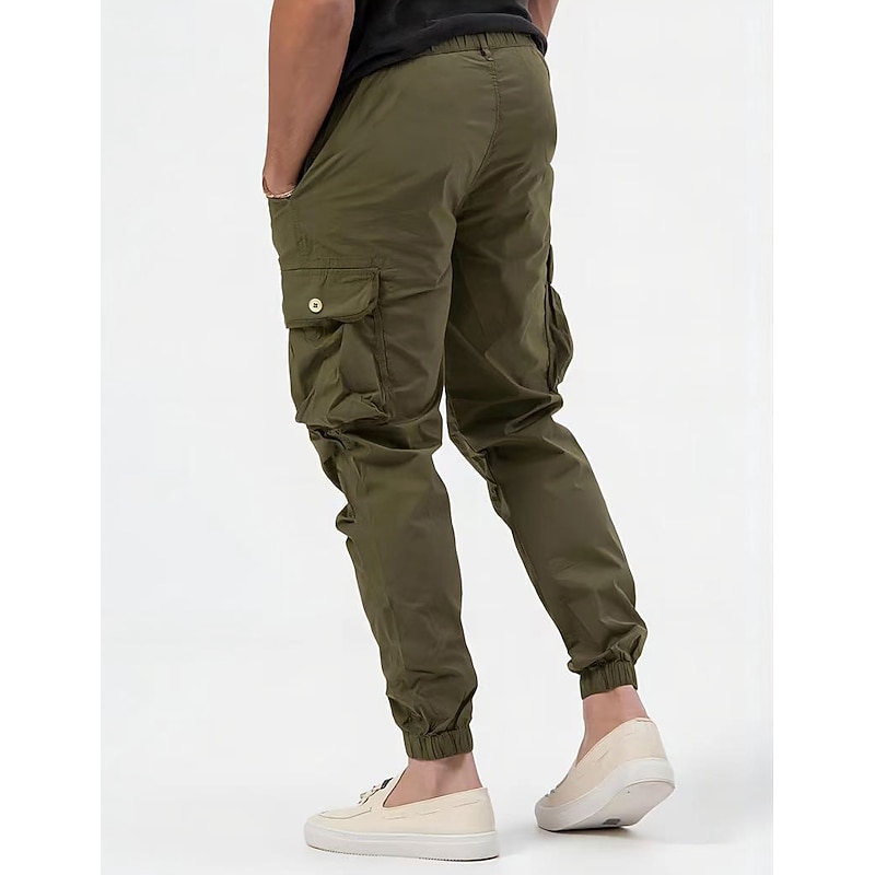 Men's Cargo Pants Cargo Trousers Pocket Plain Comfort Breathable Outdoor Daily Going out Fashion Casual Black Army Green2