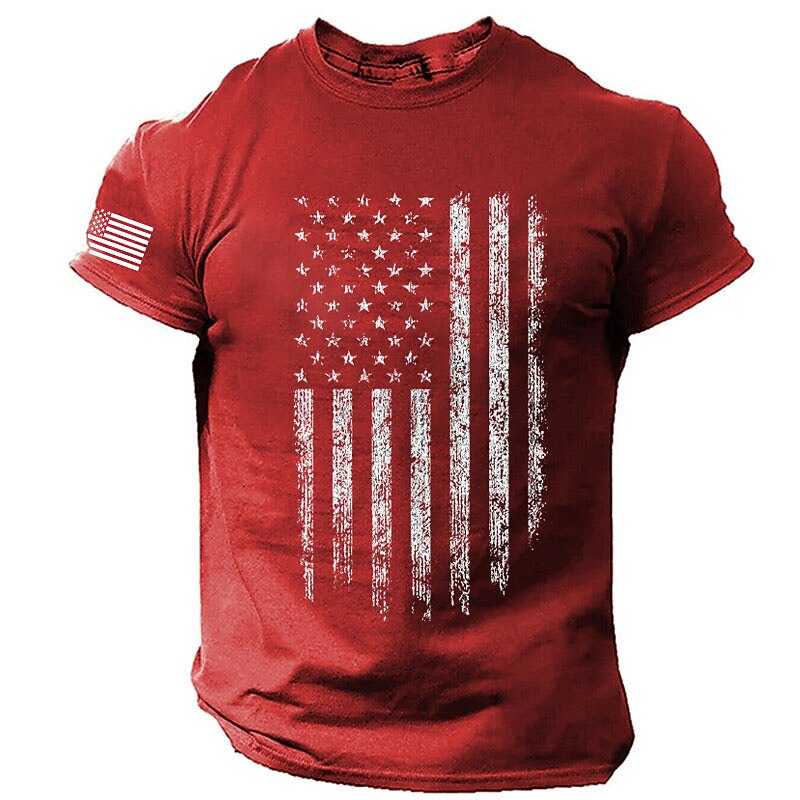 Veterans Day Men's Patriot Patriotic Veteran National Flag T shirt Tee Top Cotton Short Sleeve Graphic Shirt Black White Red Comfortable Tee Sports Outdoor Holiday Fashion Designer2