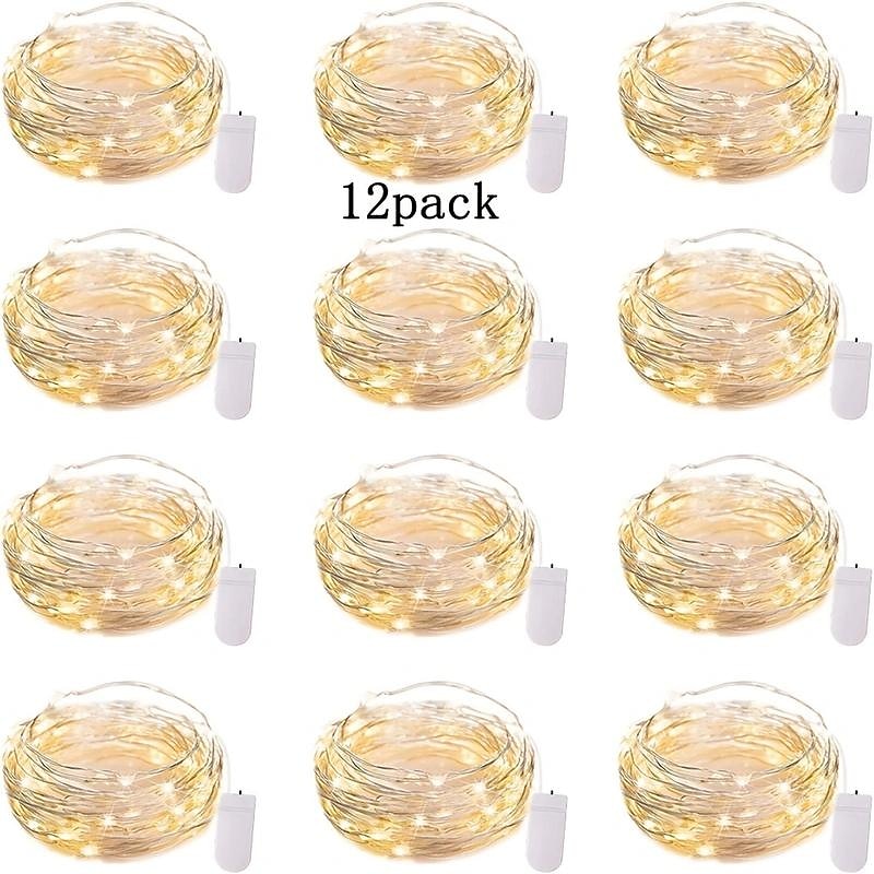 12pcs Waterproof Fairy String Lights, 20 LED Firefly & Starry Sky Decor for Christmas Decorations