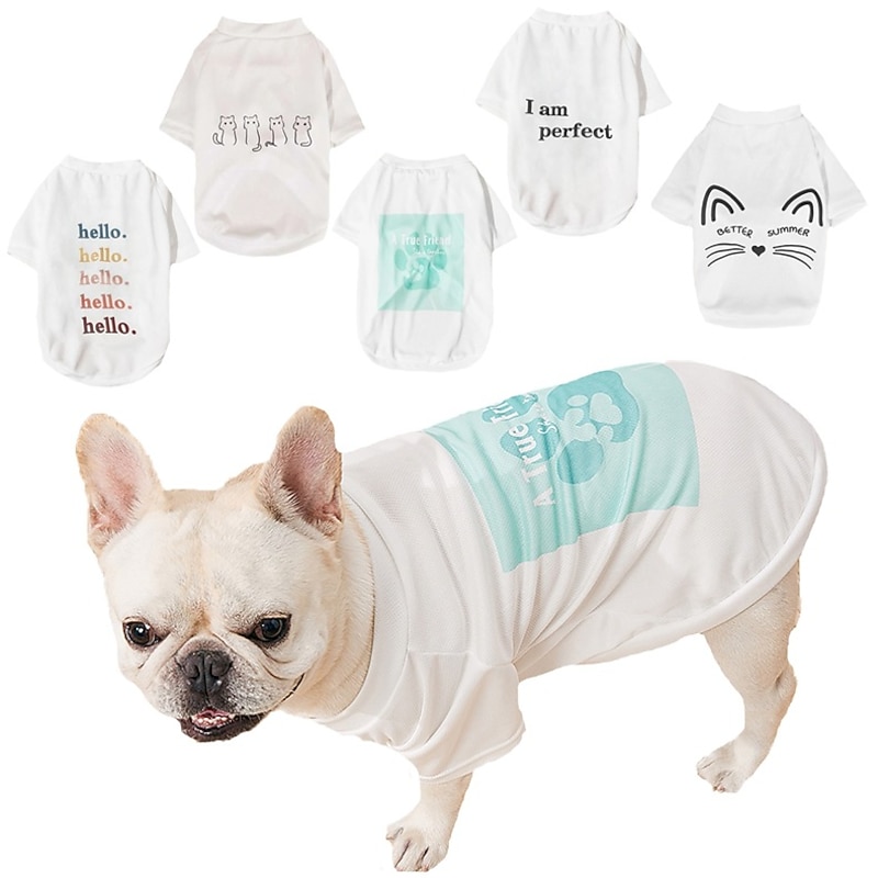 Dog Cat Shirt / T-Shirt Fashion Party Breathable Soft Washable Comfortable Outdoor Casual Daily Dog Clothing for Bichon Frise Pomeranian Baby Pet Papillon Small