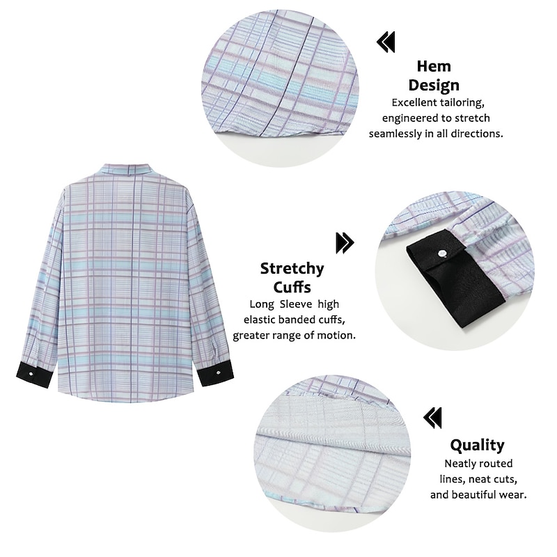 Men's Plaid Graphic Prints Shirt Western Shirt Cowboy Shirt Long Sleeve Fashion Designer Casual Outdoor Daily Fall & Winter Turndown Print Button-Down Blue Purple Green Khaki3