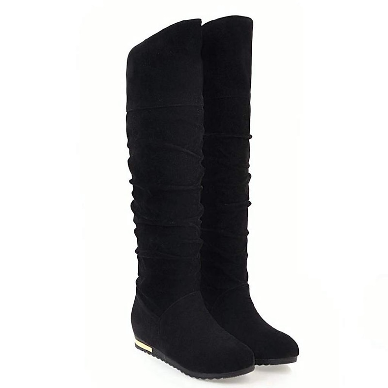 Women's Slouchy Flat Knee-High Boots, Faux Suede Casual Boots in Multiple Colors for Fall and Winter Wear2