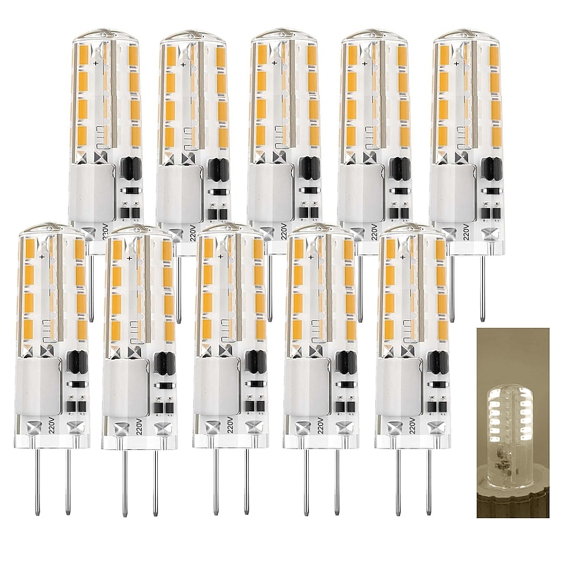 10PCS G4 LED Bulb 2W 20W Halogen Bulb Replacement G4 Double Pin Base Bulb Non-Dimmable RGB  Warm Light Neutral light White light for Landscape Under Cabinet/counter RV LightingAC220V AC110V3