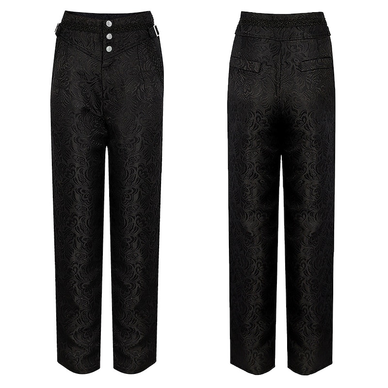 Prince Vampire Retro Vintage Punk & Gothic Medieval Renaissance Steampunk Pants Trousers High Waist Men's Jacquard Costume Vintage Cosplay Long Length Pants Halloween