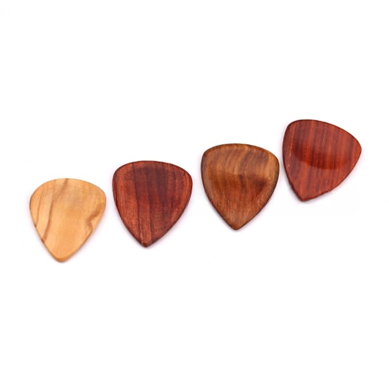 4Pcs Wooden Guitar Picks with Iron Storage Box Solid Wood Guitar Picks4