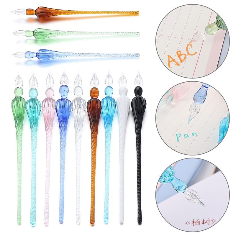 1pc Vintage Glass Dip Dipping Pen Art Painting Supplies Filling Ink Signature Calligraphy Fountain Pen3